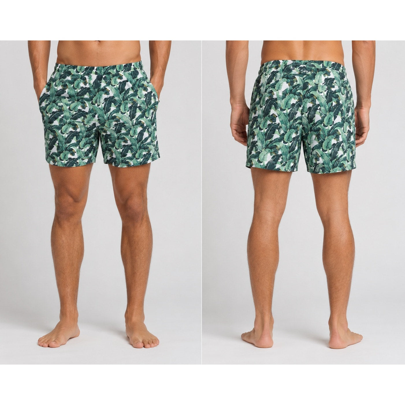 Birddogs Tropical Lined Gym Training Shorts in Greens, Tan and White — Size Large Extended // Preowned