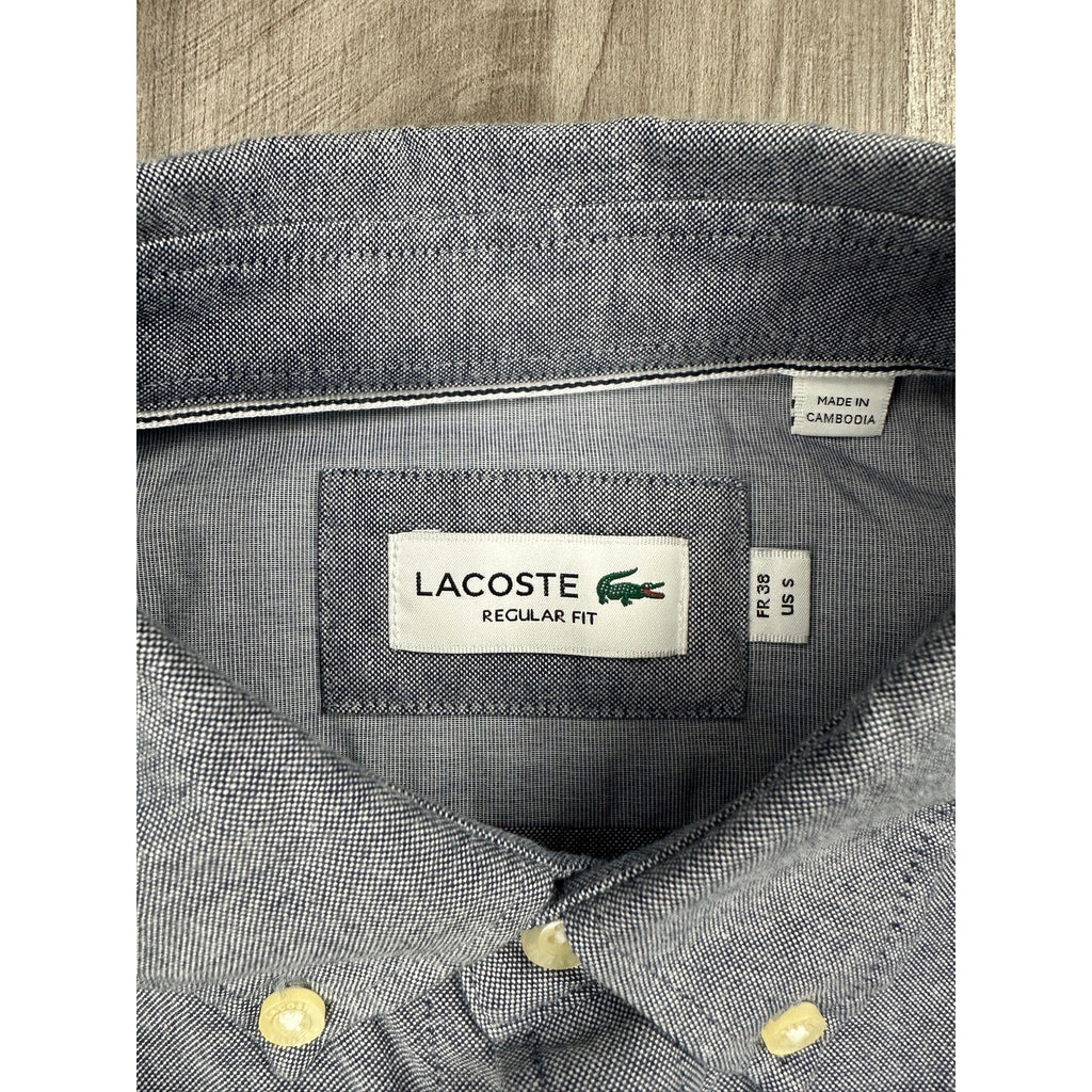 Lacoste Regular Fit Oxford Cotton Short Sleeve Shirt in Navy — Size Small // Preowned