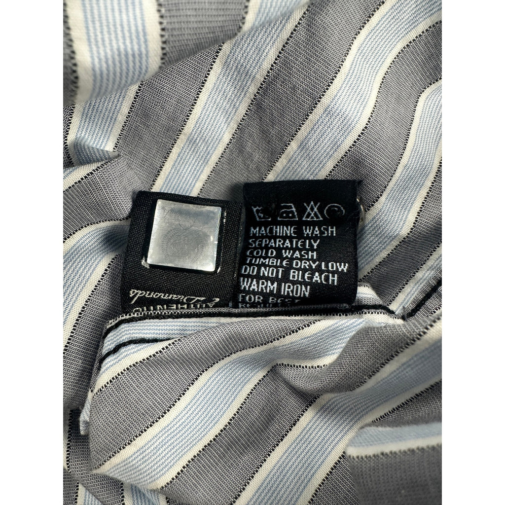 7 Diamonds Long Sleeve Stripe Button Down Shirt in Gray White Black — Size Large