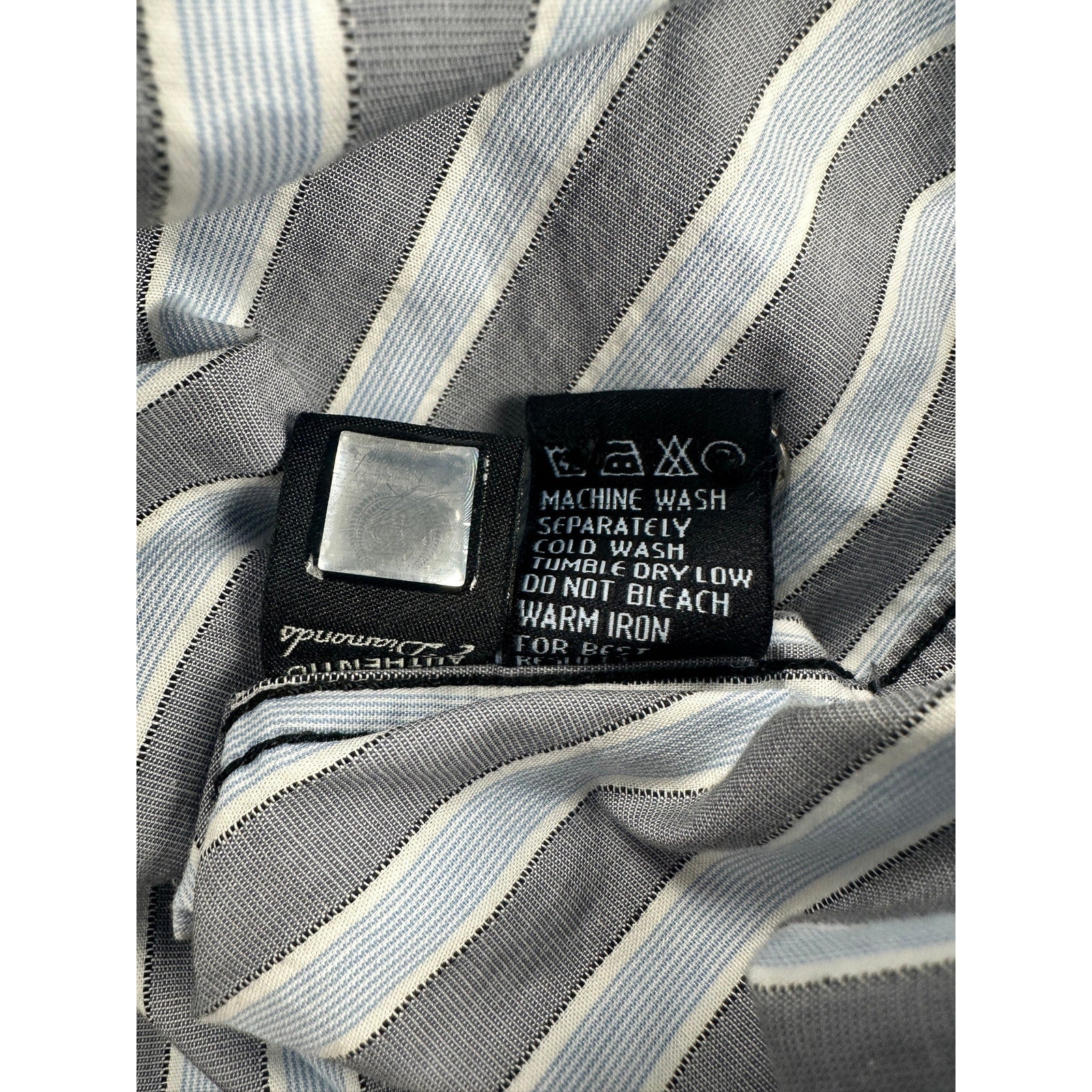 7 Diamonds Long Sleeve Stripe Button Down Shirt in Gray White Black — Size Large