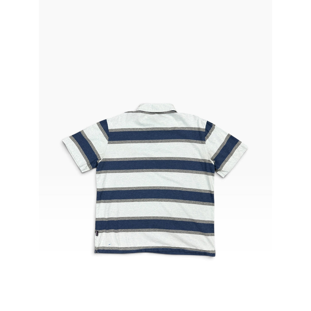 Patagonia Squeaky Clean Rugby Stripe Polo in Atoll Blue — Size Large // Preowned