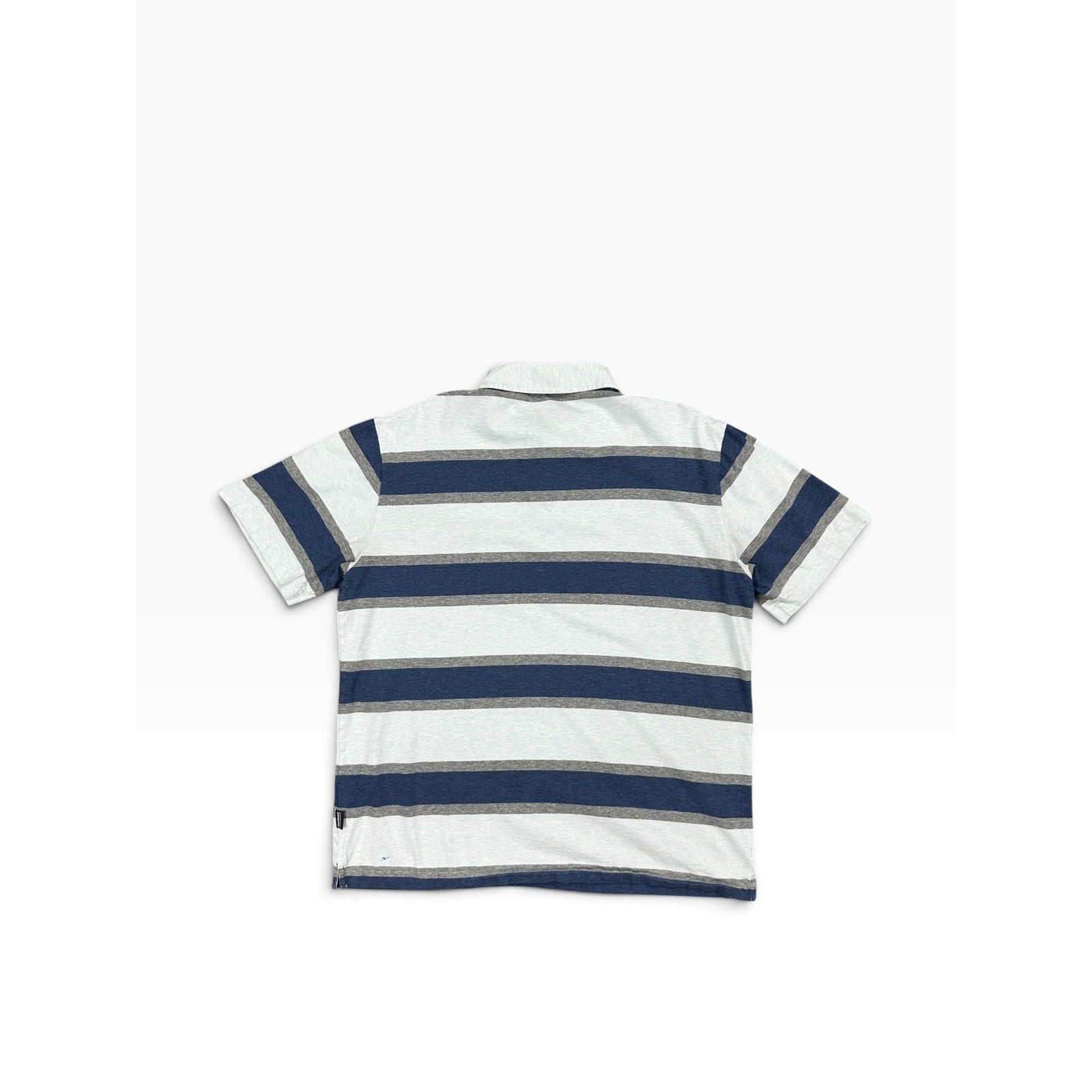 Patagonia Squeaky Clean Rugby Stripe Polo in Atoll Blue — Size Large // Preowned