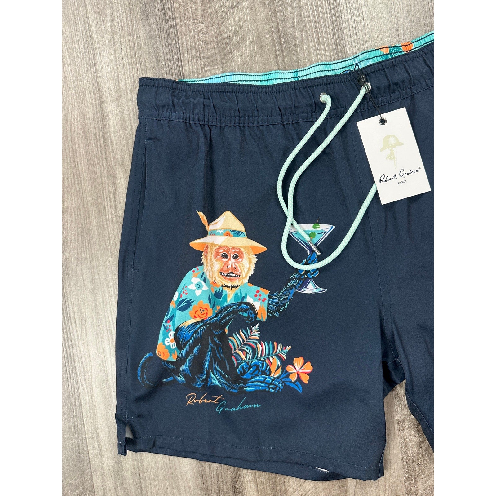 Robert Graham Vacation Monkey Swim Trunks — Size Large