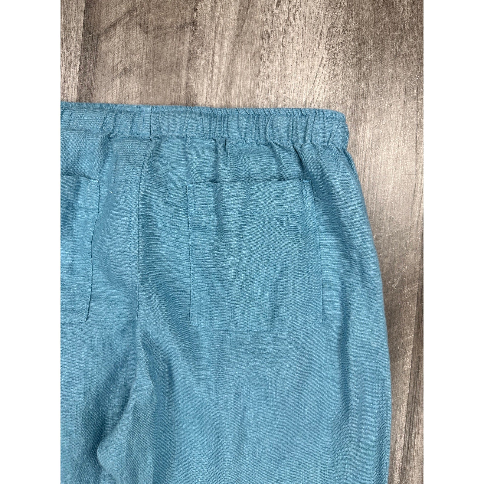 Alex Crane Bo Drawstring Linen Pants in Blue — Size Medium