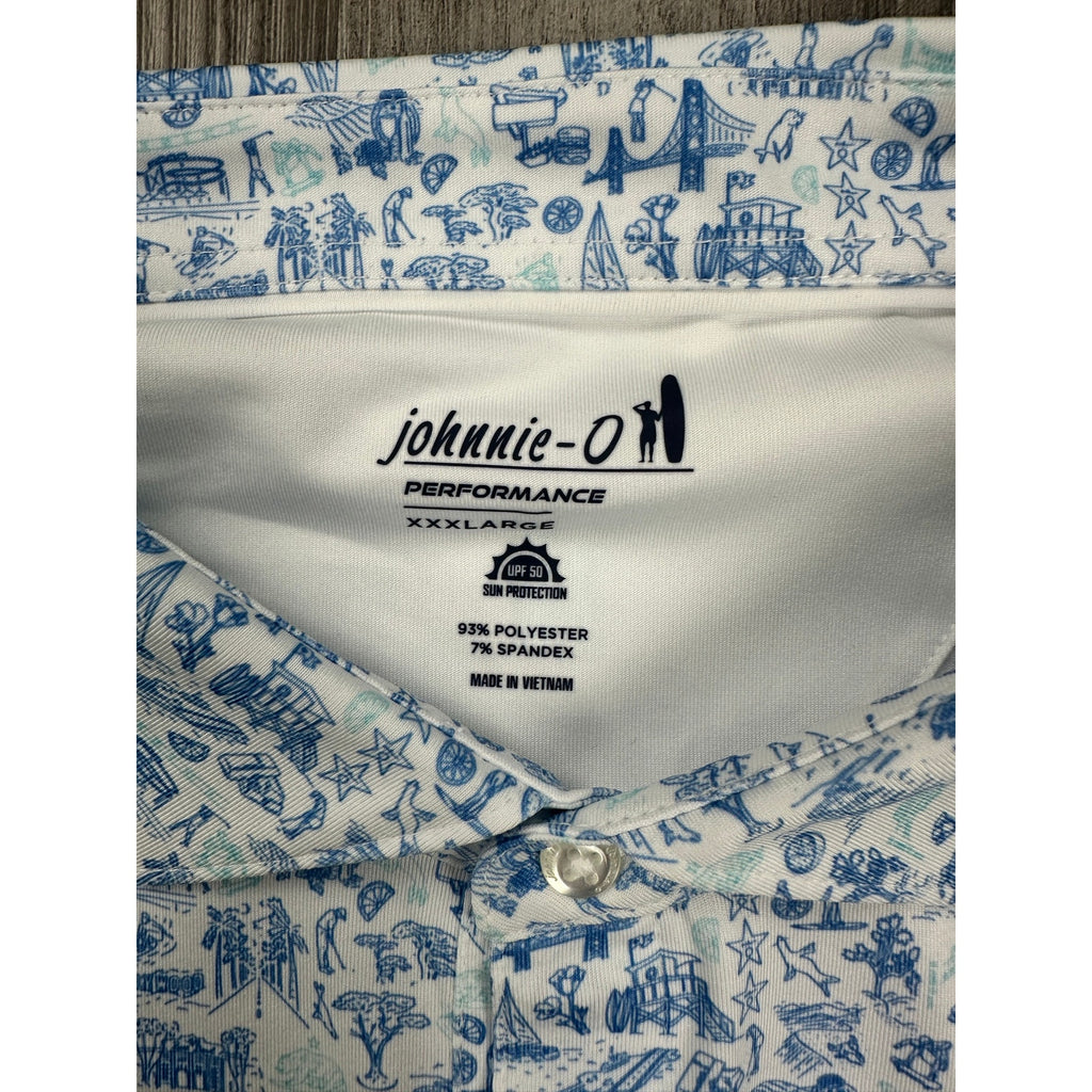 Johnnie-O 20 Years of Johnnie-O Performance Jersey Golf Polo in Palisades Blue — Size 3XL