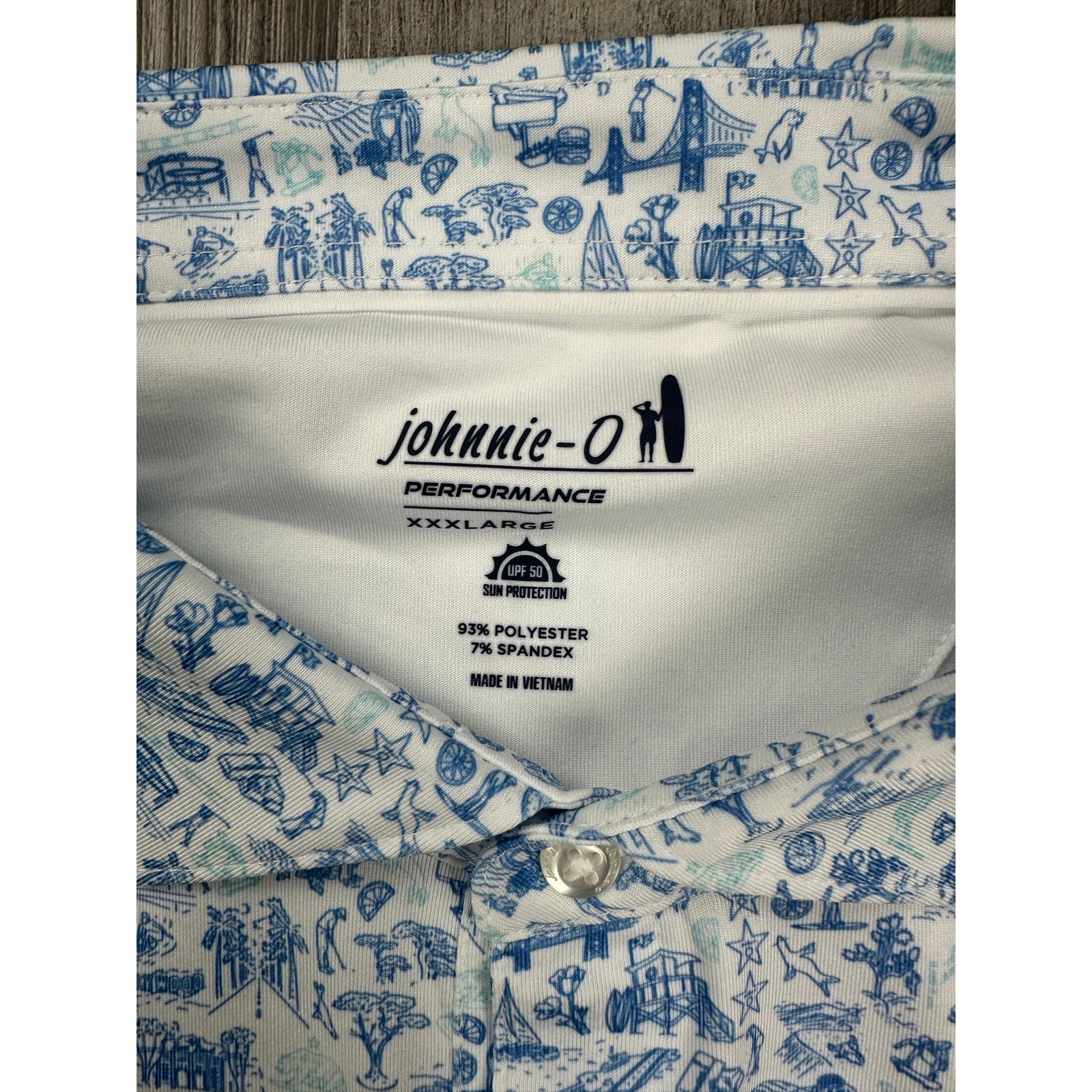 Johnnie-O 20 Years of Johnnie-O Performance Jersey Golf Polo in Palisades Blue — Size 3XL