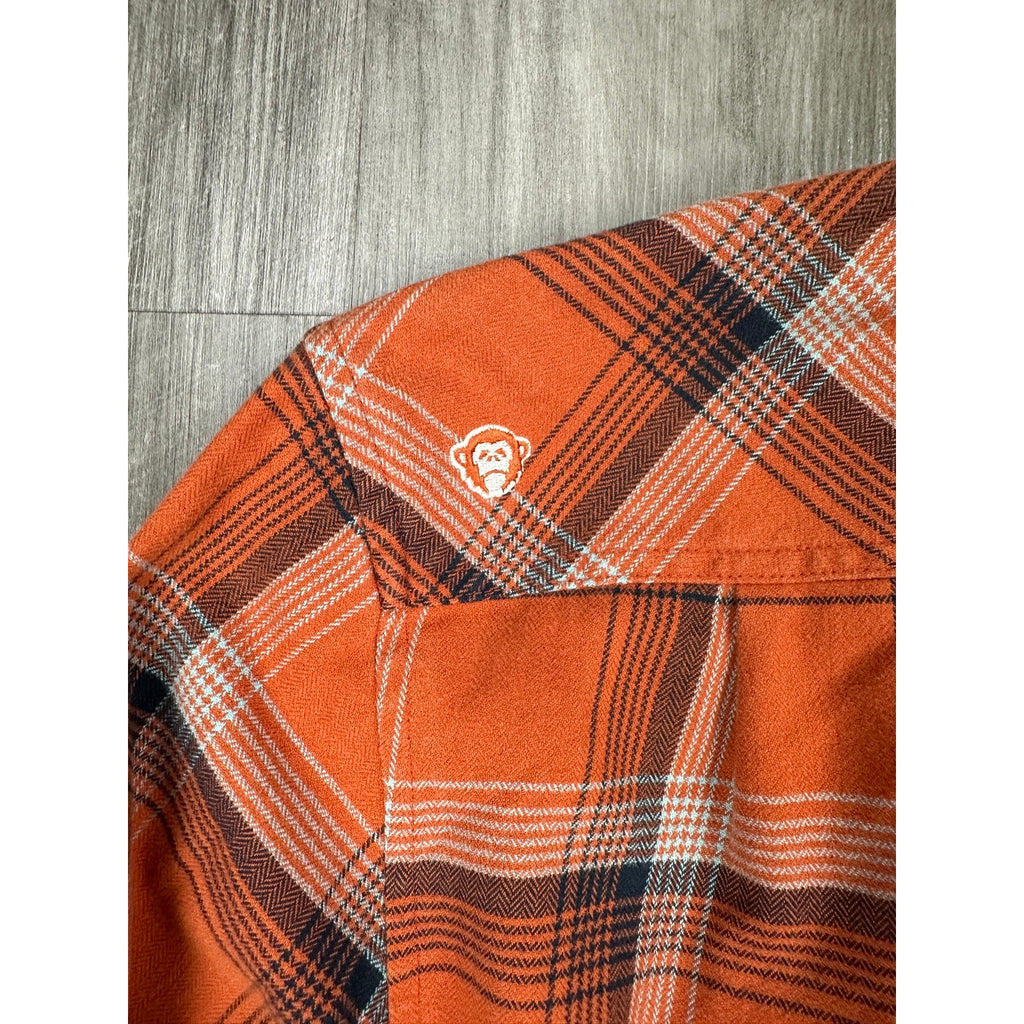 Howler Bros Harker Flannel Plaid Long Sleeve Shirt in Burnt Orange, Black, Gray — Size XL // Preowned
