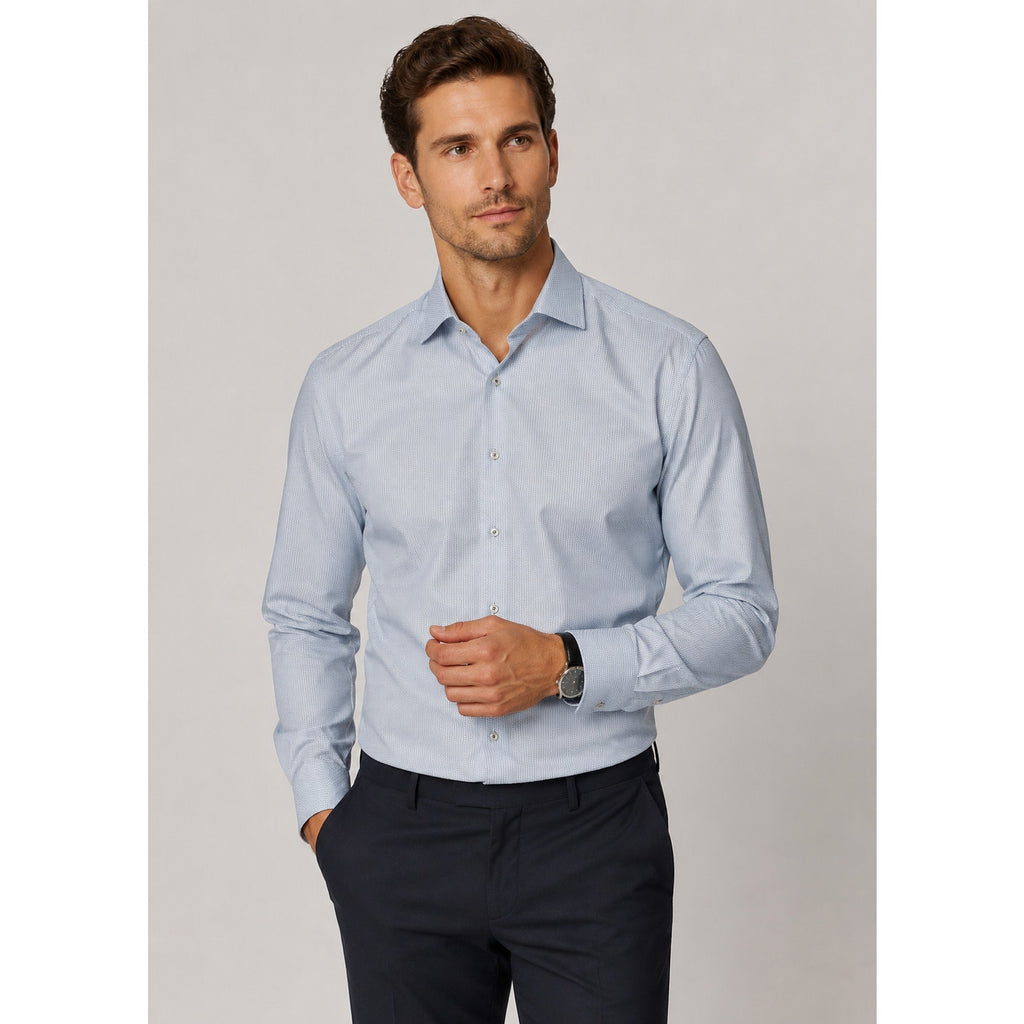 1863 by Eterna Modern Fit Light Blue Micro-Weave Pattern Long Sleeve - 3XL (19)