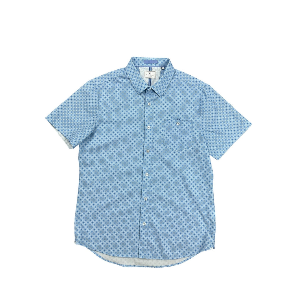 7 Diamonds Eldon 4-Way Stretch Woven Shirt in Light Blue White — Size Medium