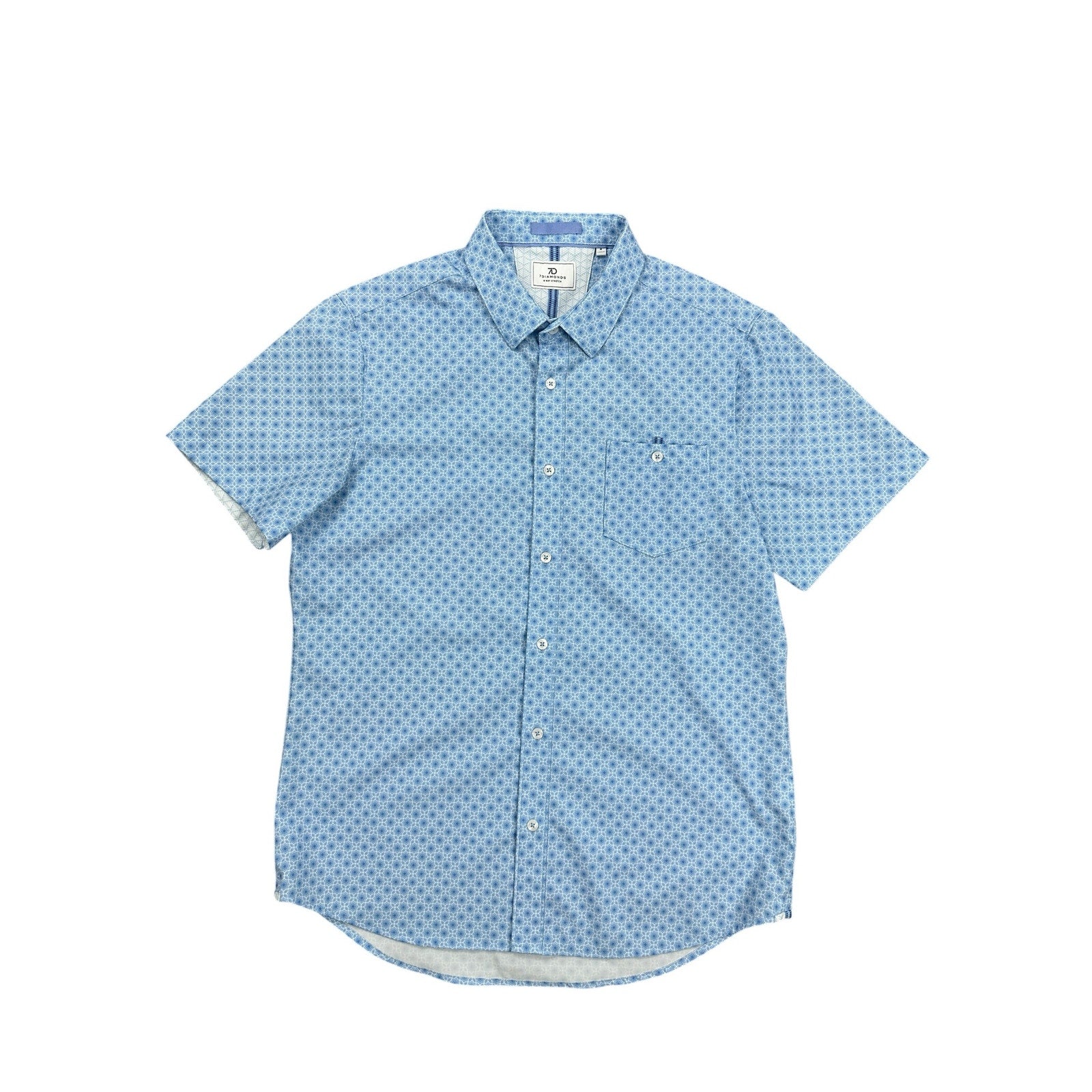 7 Diamonds Eldon 4-Way Stretch Woven Shirt in Light Blue White — Size Medium