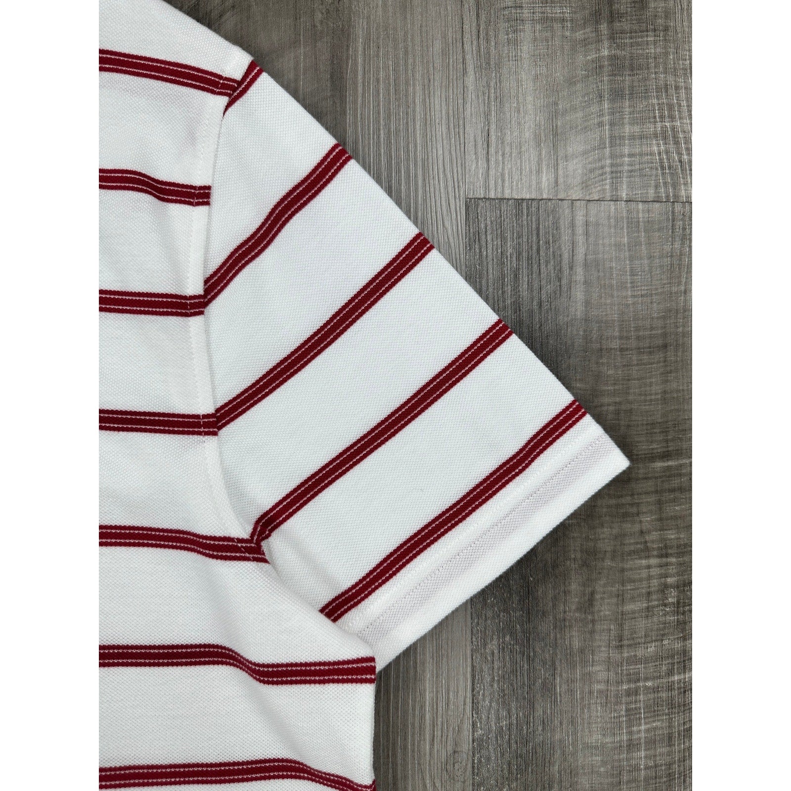 Brooks Brothers Slim Fit Striped Pique Polo in White, Red — Size 2XL