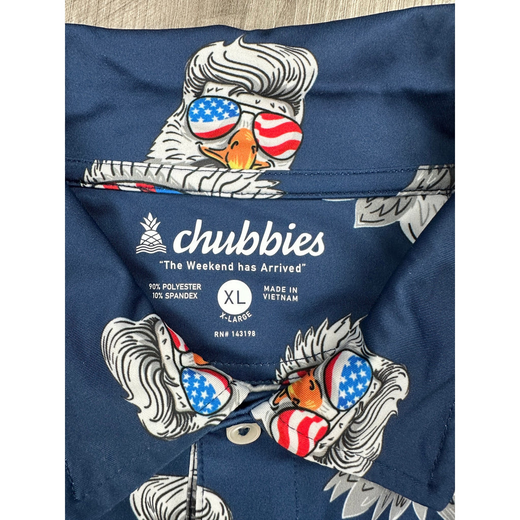 Chubbies The Bird Eye Blind USA Performance Polo in Navy — Size XL // Preowned