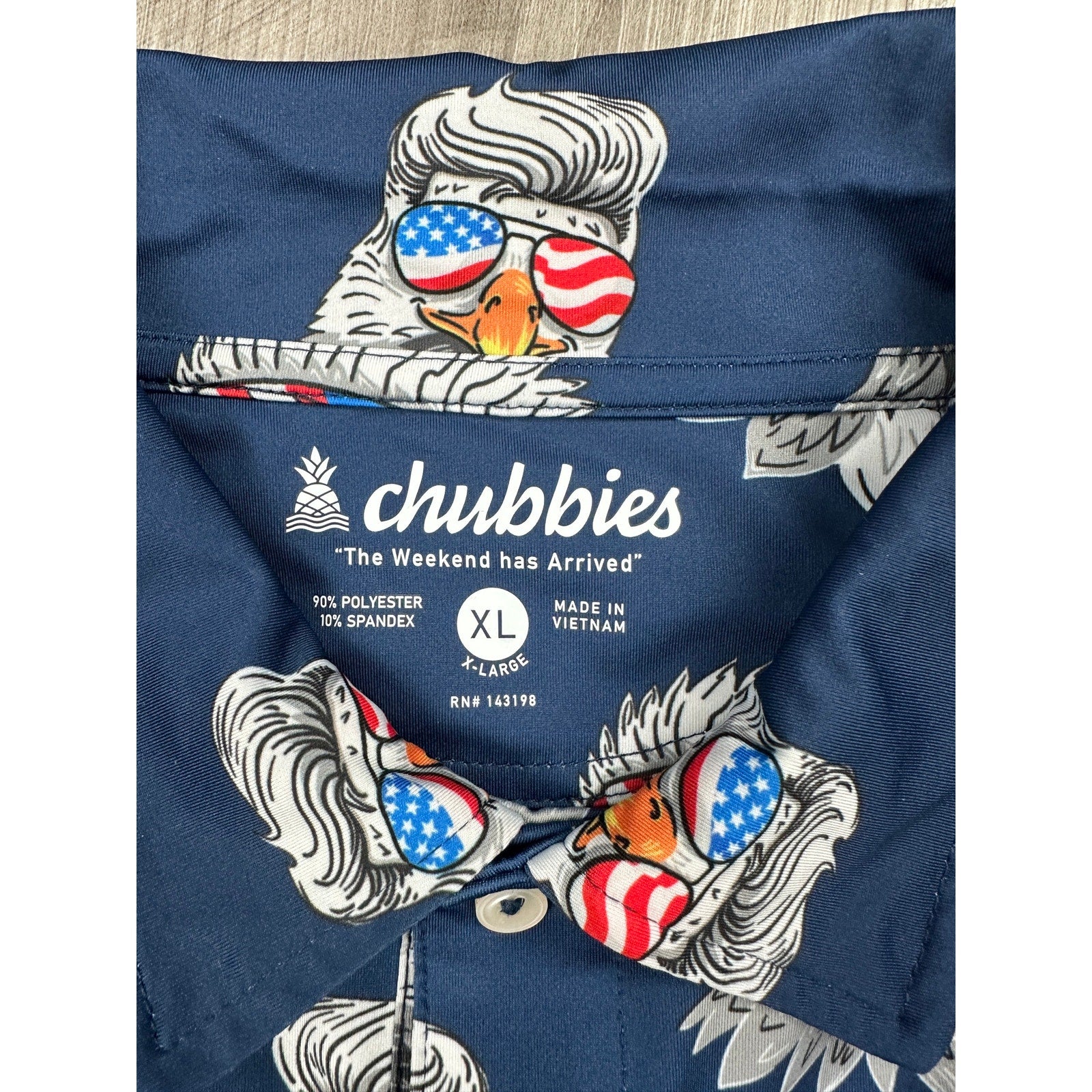 Chubbies The Bird Eye Blind USA Performance Polo in Navy — Size XL // Preowned
