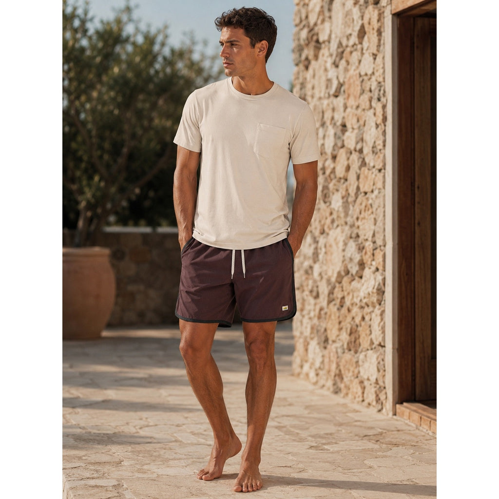 Vuori Banks Performance Athletic Shorts in Dark Burgundy Black — Size Medium // Preowned