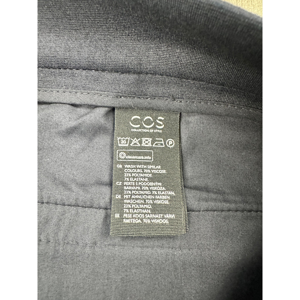 COS Slim Tapered Viscose Blend Ankle Zip Trousers in Navy — Size 50 (US 34R) // Preowned
