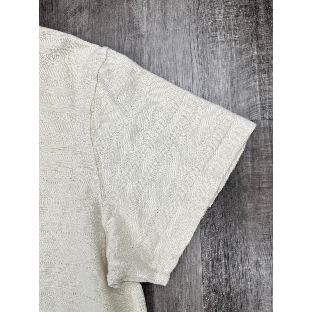 Buck Mason Vintage Jacquard Textured Stripe Pocket Tee in Cream — Size Large // Preowned
