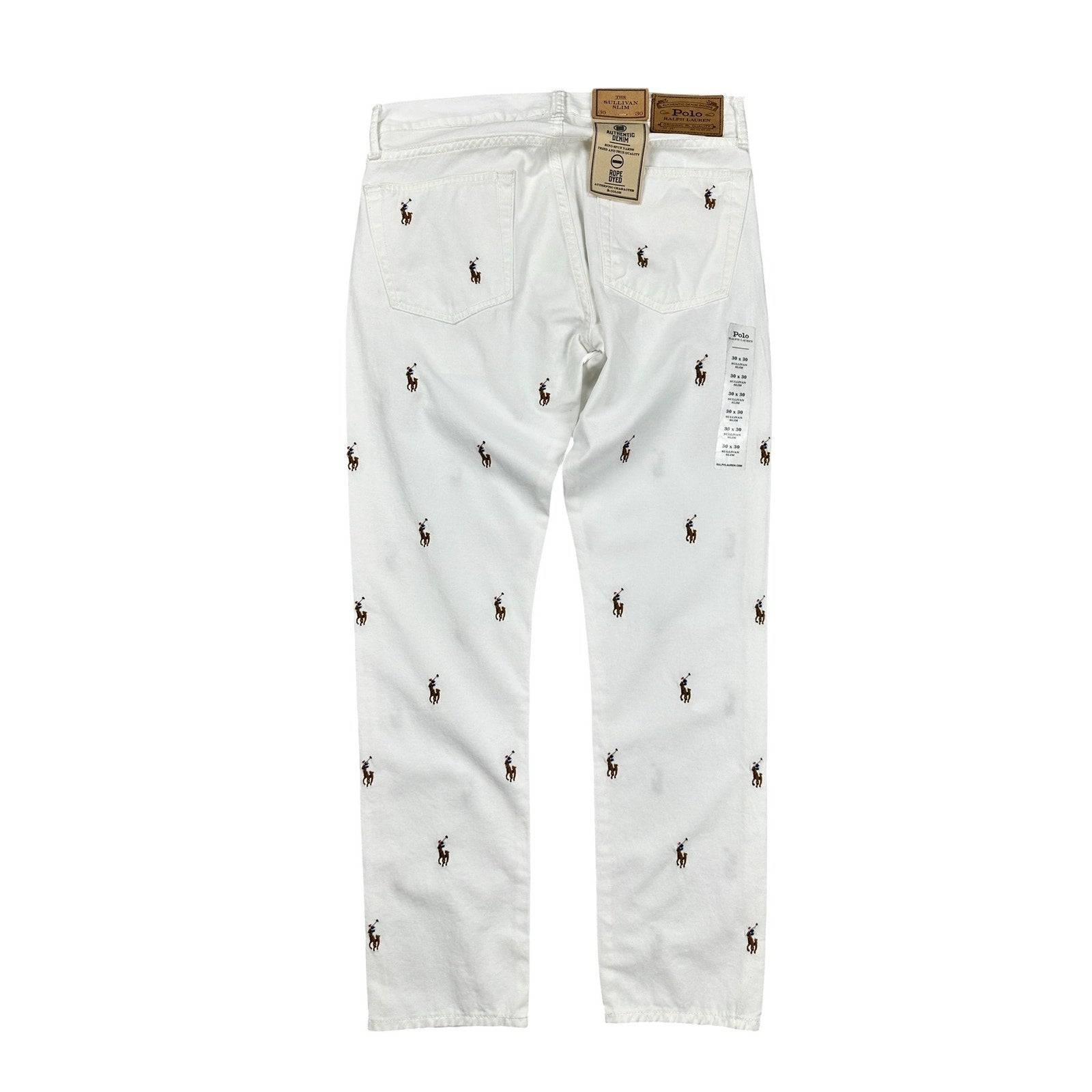 Polo Ralph Lauren Sullivan Slim Pony AOP Stitched Jean in White — Size 30x30
