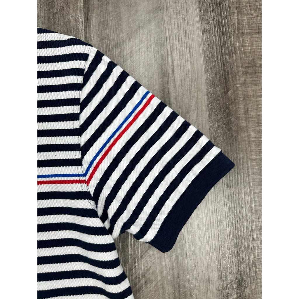 Fred Perry Slim Fit Striped Pique Polo in Navy White Red Blue — Size XL // Preowned