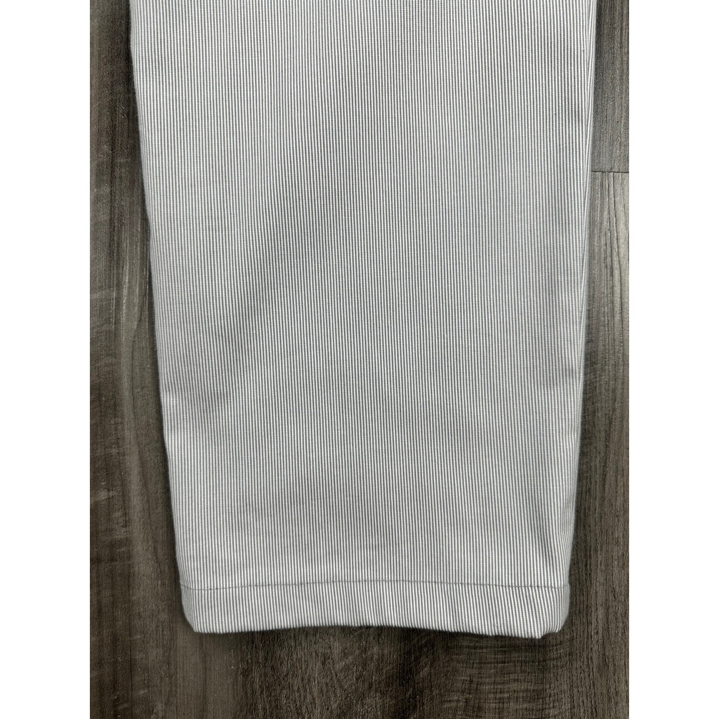 Jack Victor Made in Italy Sage Striped Chino Dress Pants in Gray White — Size 38