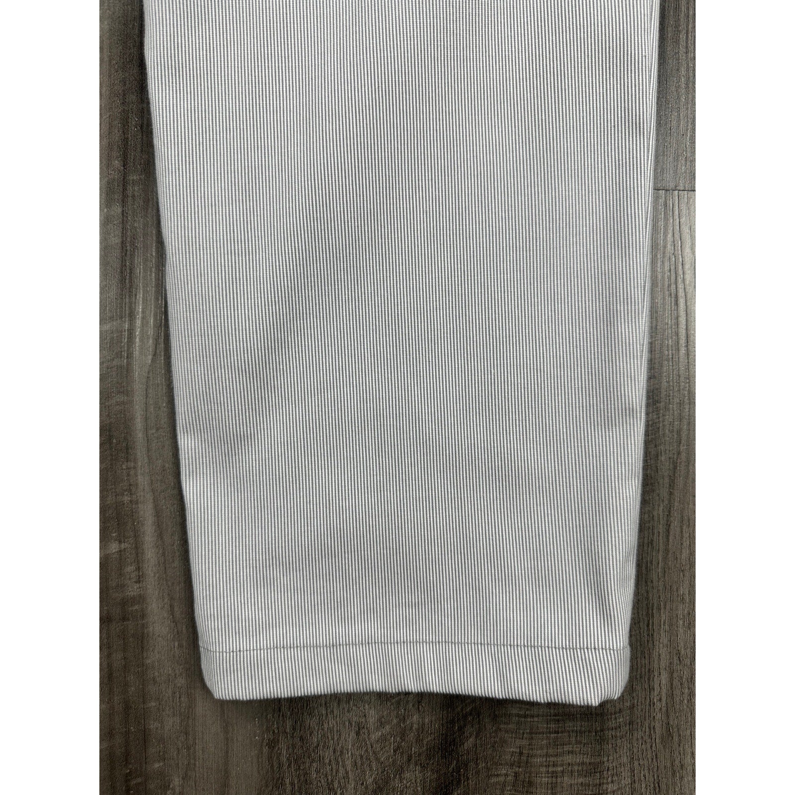 Jack Victor Made in Italy Sage Striped Chino Dress Pants in Gray White — Size 38