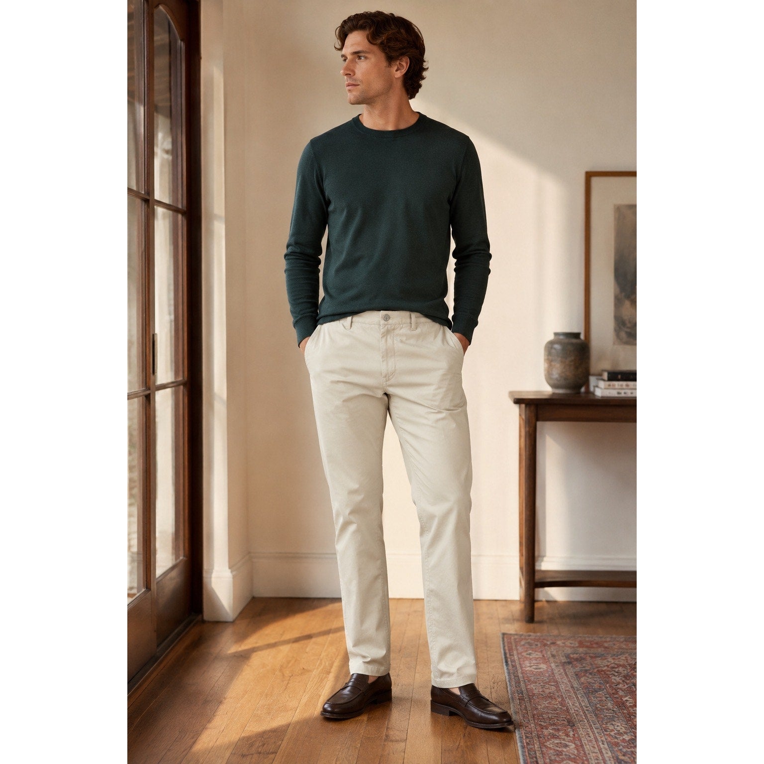 Bonobos Washed Chino Straight Leg in Cream Khaki — 35x30