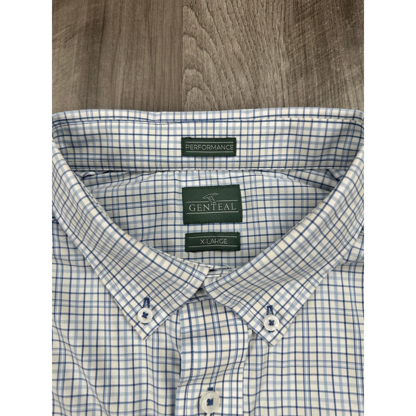 Genteal Club Collection Performance Sport Shirt Long Sleeve Button Down in Ether Plaid — Size XL