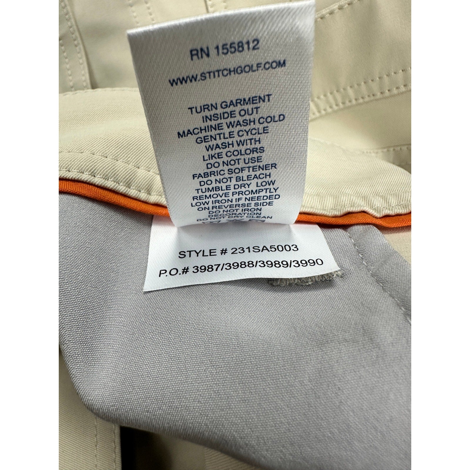 Stitch Golf Heston Five Pocket Golf Pants in Cream — Size 40x32 // Preowned
