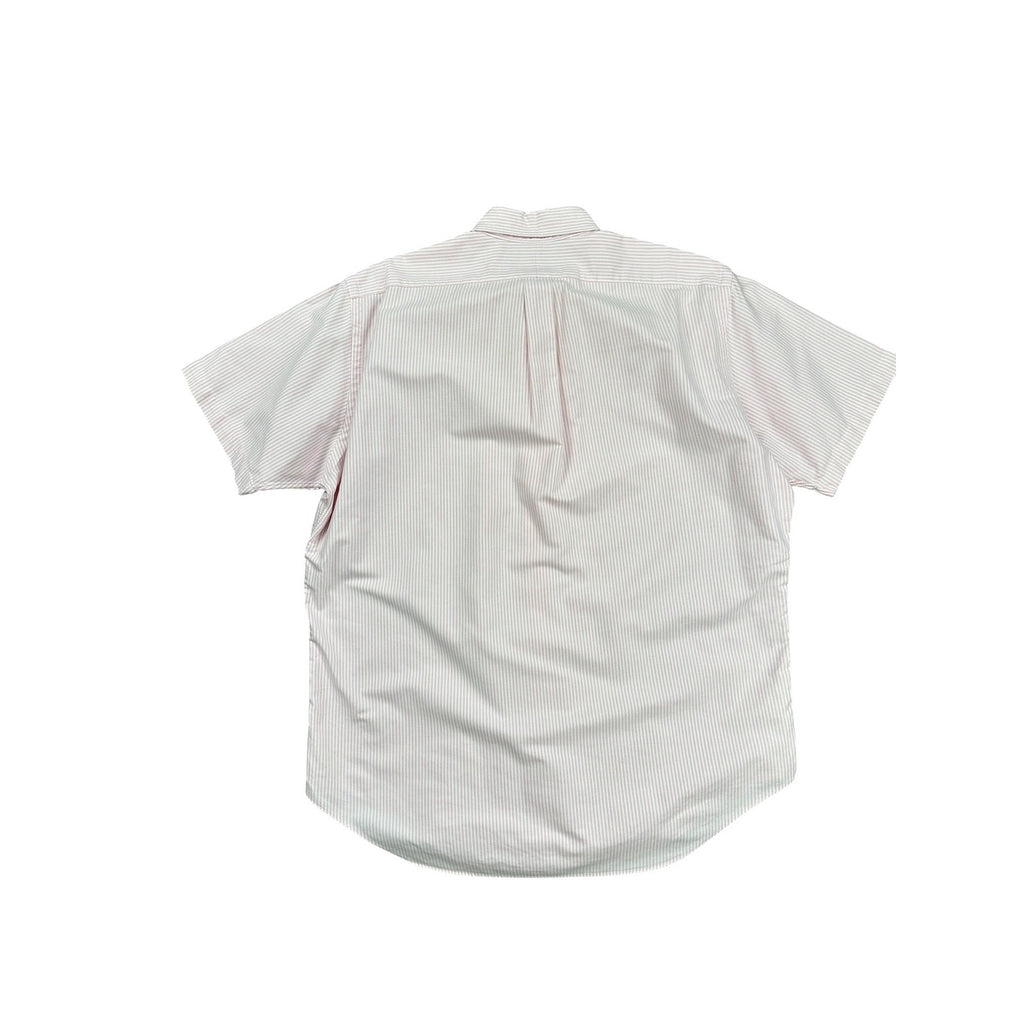 Ralph Lauren Classic Fit Striped Short Sleeve Button Down in Pink White — Size L // Preowned