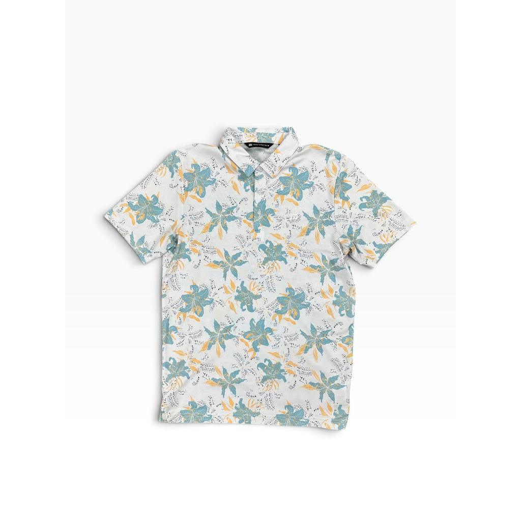TravisMathew Paradise Peak Golf Polo in White, Gray, Yellow, Black — Size Medium // Preowned