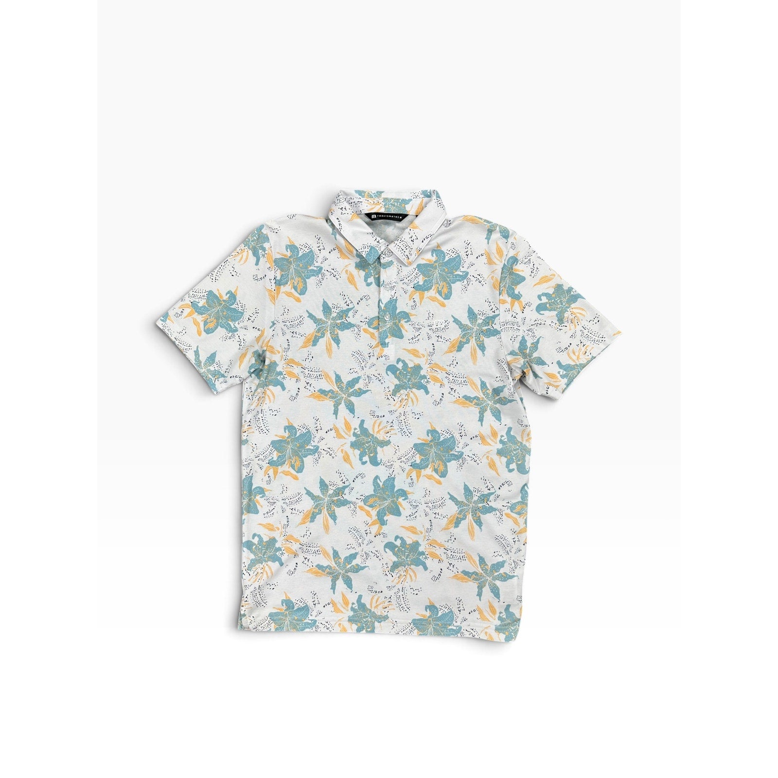 TravisMathew Paradise Peak Golf Polo in White, Gray, Yellow, Black — Size Medium // Preowned