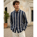 NN07 No Nationality Ericco Stripe Pocket Shirt in Navy, Gray — Size Large // Preowned