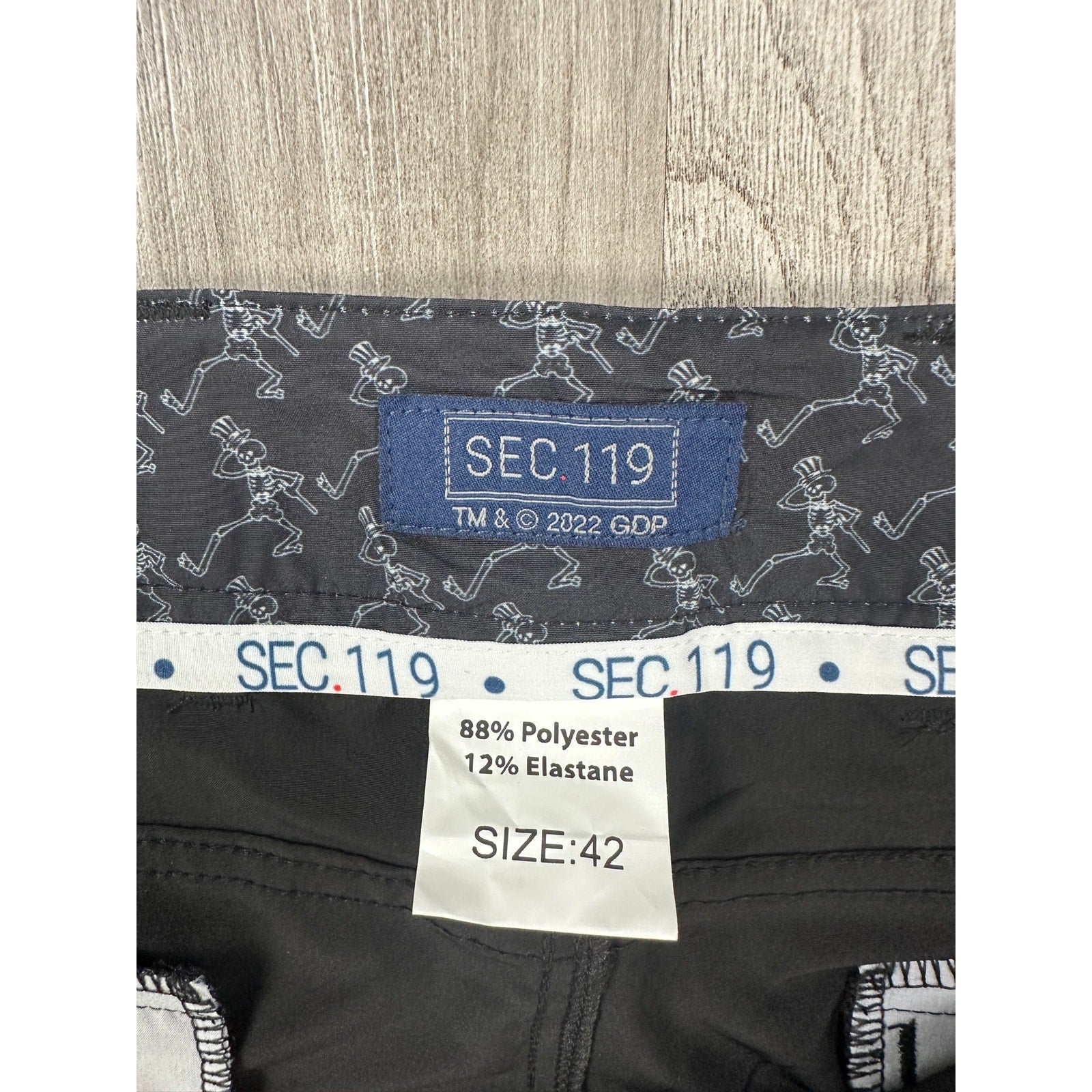Section 119 x Grateful Dead Dancing Skeleton Performance Golf Shorts in Black — Size 42